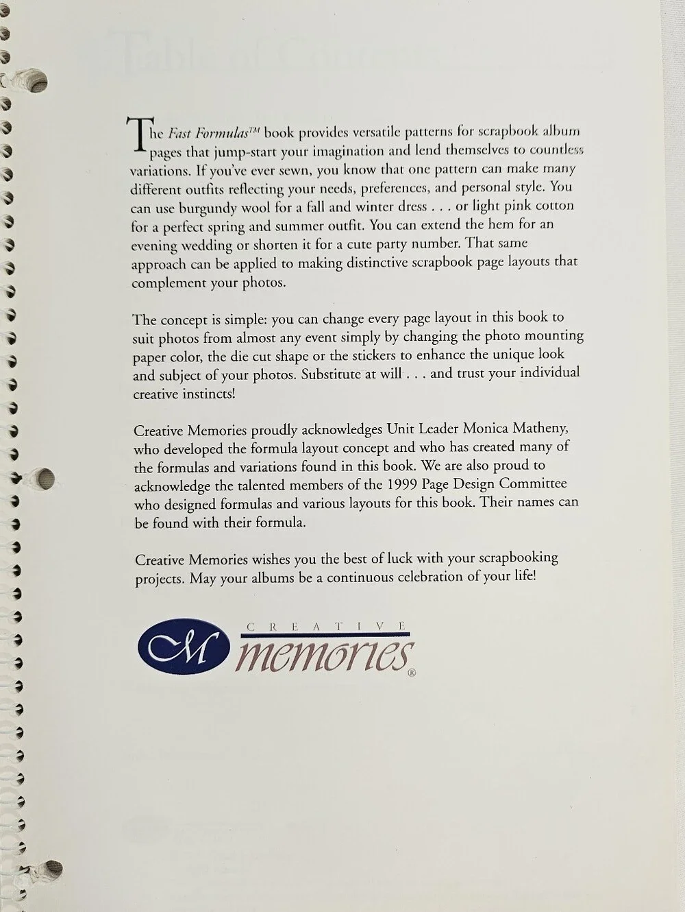 Creative Memories Fast Formulas Page Layout Book 2000 Scrapbooking Guide